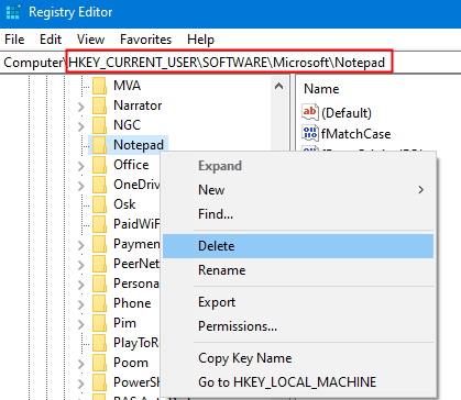Regedit Notepad Kustuta