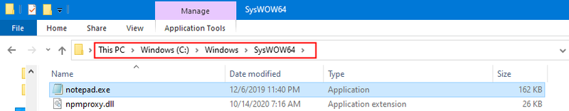 Syswow64 märkmiku asukoht