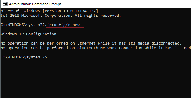 חדש את Ipconfig