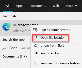 Результат Расположение открытого файла Microsoft Edge