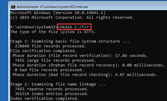 Chkdsk C 最小值