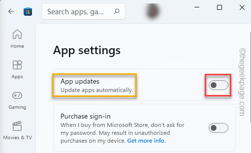 Atualizações de aplicativos Store off min