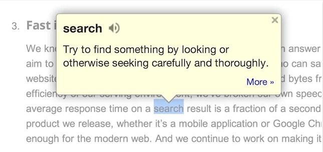 Rozšírenie Chrome Dictionary Min