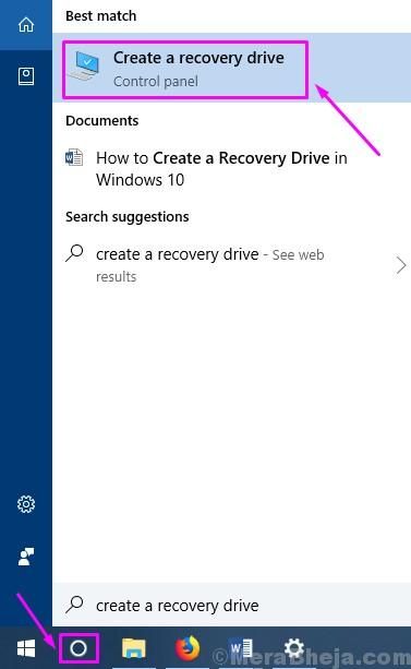 „Cortana“ sukurkite „RCovery“ diską