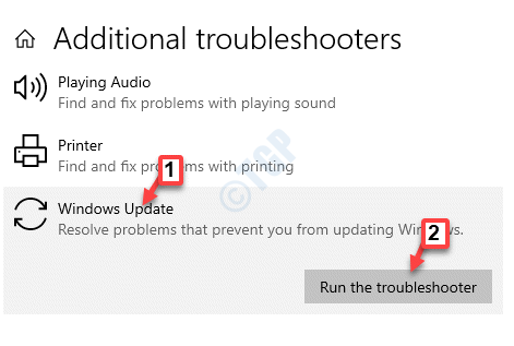 Ytterligare felsökare Kom igång och kör Windows Update Kör felsökaren