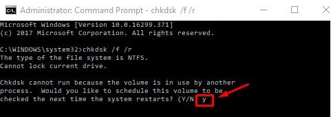 Chkdsk F R Y