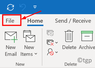 Outlook 文件菜单最小