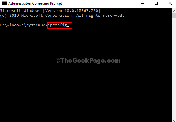 V okno ukaznega poziva vnesite Ipconfig