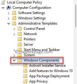 Yerel Grup İlkesi Düzenleyicisi Windows Bileşenleri