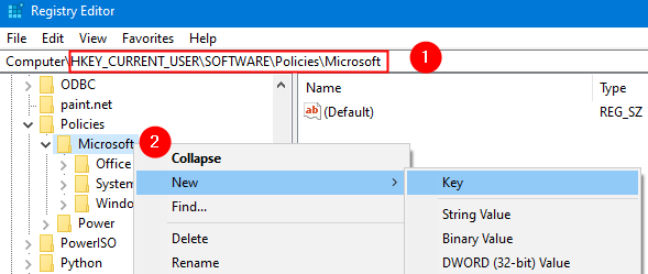 Registereditorn Microsoft-mapp