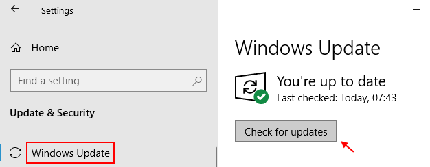 Mínimo de atualização do Windows