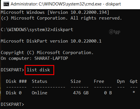 Cmd-lijst schijf