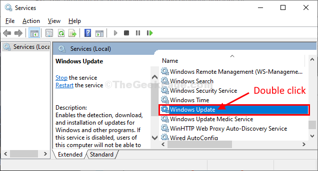 Windows Update Dvokliknite