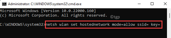 موجه الأوامر (المسؤول) قم بتشغيل الأمر لإنشاء Ssid And Key Enter
