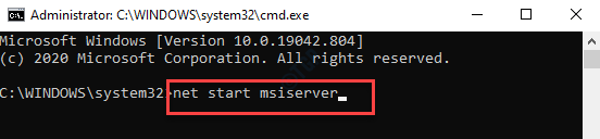 Komentokehote Net Start Msiserver Enter