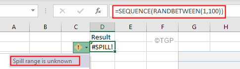 „Excel“ išsiliejimo klaidų diapazonas nežinomas