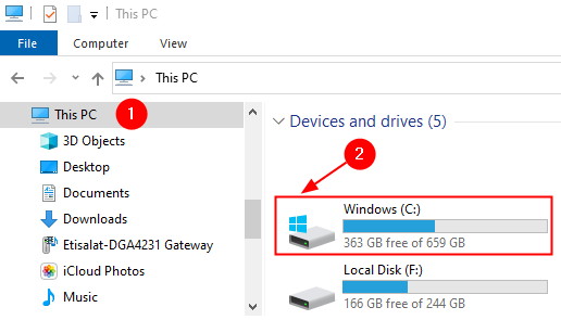 Choisissez Windows C