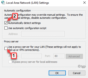 Lan 설정 사용자의 Lan에 프록시 서버 사용 자동으로 설정 감지 선택 해제 최소 선택