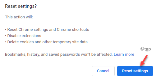 Chrome 재설정 설정 재설정 설정