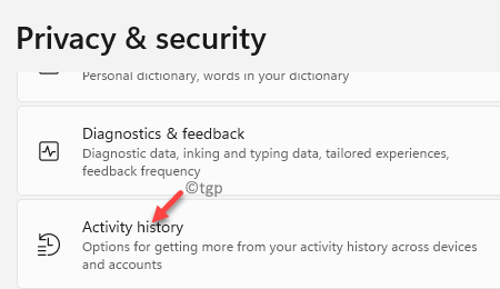 Privacidad y seguridad Historial de actividad mínimo