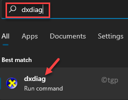 开始 Windows 搜索 Dxdiag 最佳匹配结果