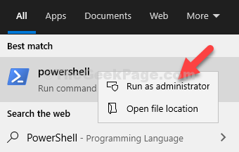 Starten Sie Search Powershell Run As Administrator