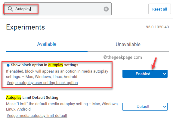 Edge Flags Търсене Автоматично възпроизвеждане Налично Показване на блок Опция При Автоматично възпроизвеждане Разрешено Мин