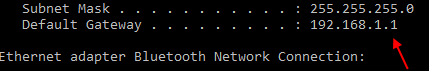 Predvolená IP adresa smerovača brány Windows