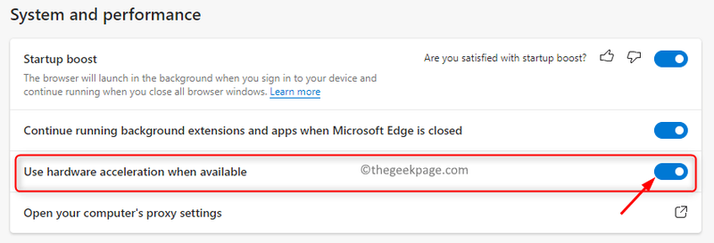 האצת חומרה של Edge Enable Disable Min