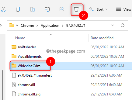 מחק תיקיית Widevicecdm בגירסה תיקיית Min