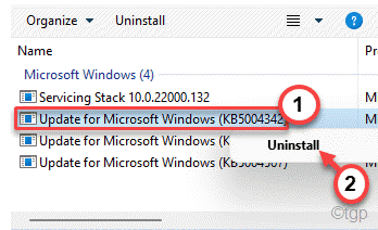 Desinstalar atualizações mín.