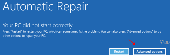Opções avançadas de reparo automático Min 1 Min