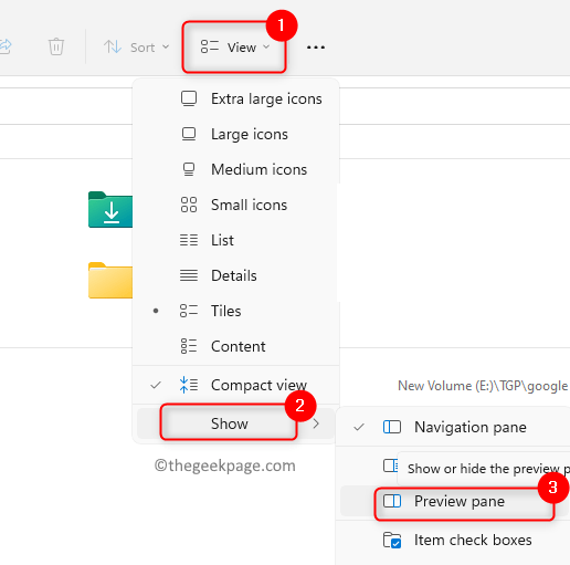 File Explorer Преглед на екрана за преглед Windows 11 Мин