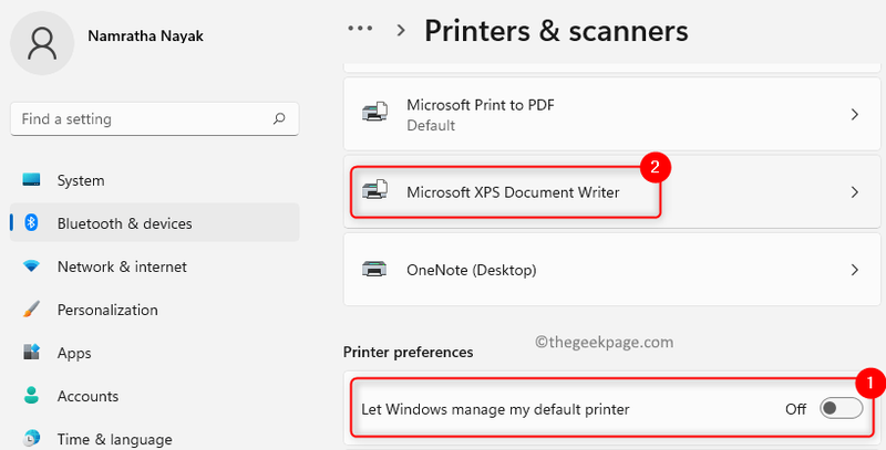 Принтери Скенери Промяна на предпочитанията за принтер Изберете Microsoft Xps Мин