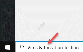 Starta Windows Search Bar Virus & Threat Protection