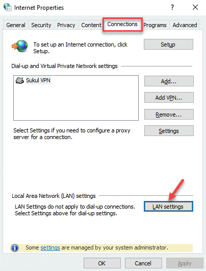Internetegenskaper Anslutningar Lan-inställningar
