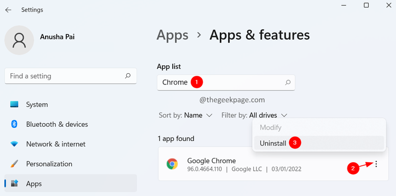 Desinstalar o Chrome Min