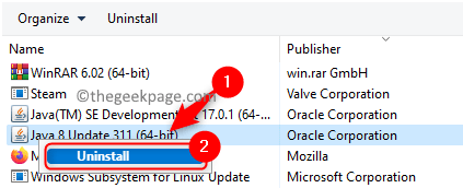 Java Sürümünü Kaldırın Min.