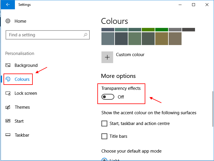 Transparenseffekter Windows 10