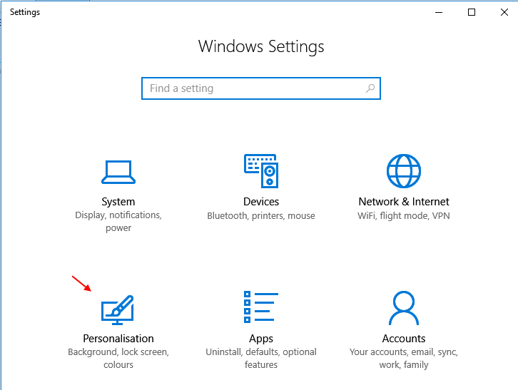 Personalisering Windows 10