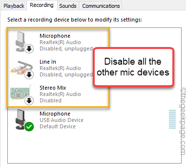 Desativar todos os outros dispositivos de microfone Mínimo