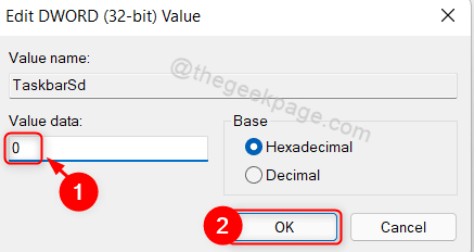 Modifica la barra delle applicazioni e il valore Dword Win11