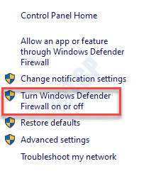 Požarni zid Windows Defender Vklopite ali izklopite požarni zid Windows Defender