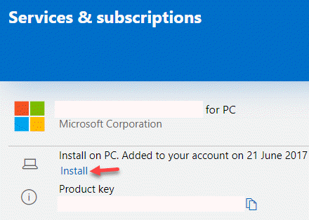Namestitev storitev in naročnin za Microsoftove račune
