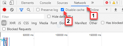 Ferramentas do desenvolvedor Rede Desativar Verificação de Cache