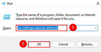 Ethernet-Einstellungen Run Min