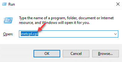 Kör kommandot Inetcpl.cpl Enter