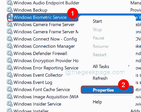 Vlastnosti Windows Biometric Service 11zon