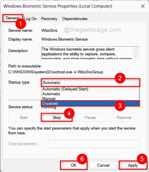 Zakázať službu Windows Biometric Service 11zon