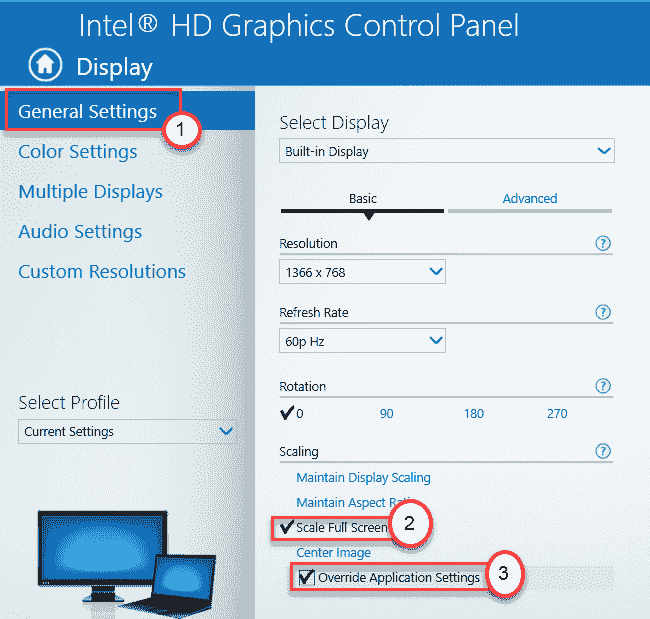 Intel Scale 全屏最小值